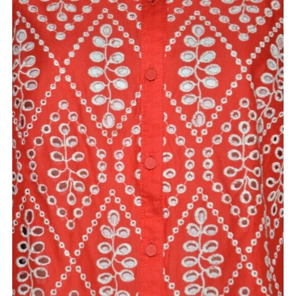 Cabi Ladies S Red Lyric Eyelet Button Front Blouse Top Size S Puff Sleeves - Picture 4 of 12
